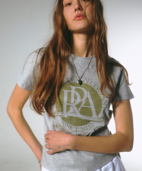 韓國PRENDA - ROUND LOGO CREWNECK TEE GRAY